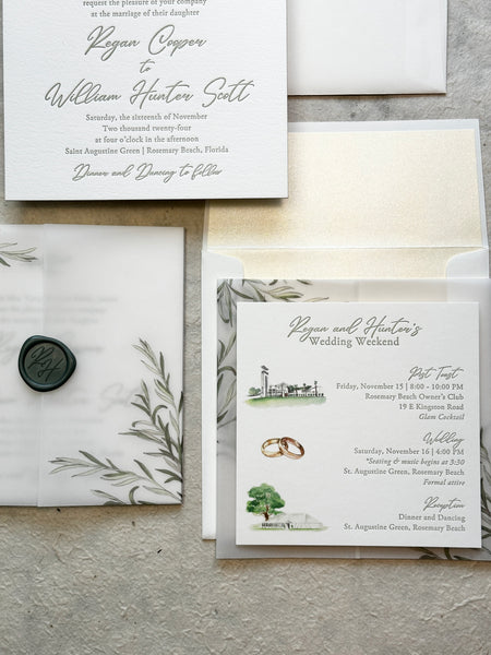 Regan and Hunter - Rosemary Beach Wedding Invitations