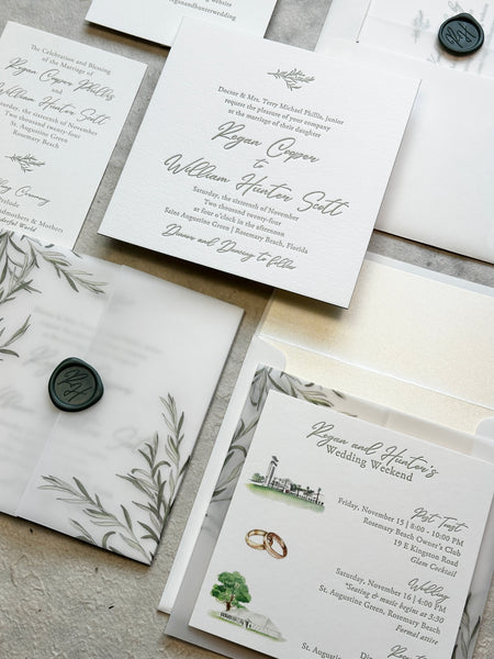 Regan and Hunter - Rosemary Beach Wedding Invitations
