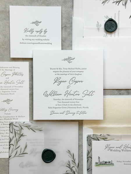 Regan and Hunter - Rosemary Beach Wedding Invitations