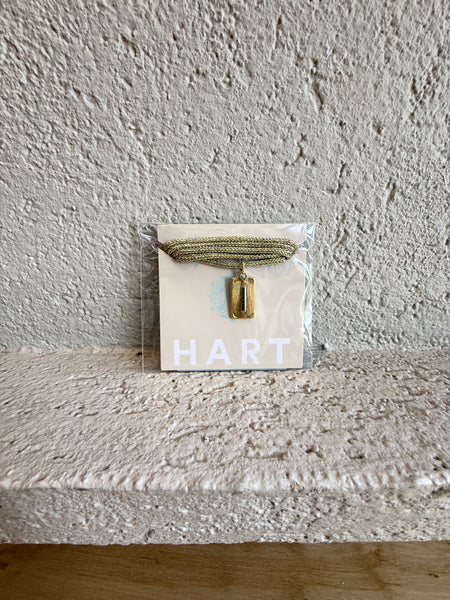 Carpe Diem Charm on Gold Lurex Necklace Cord