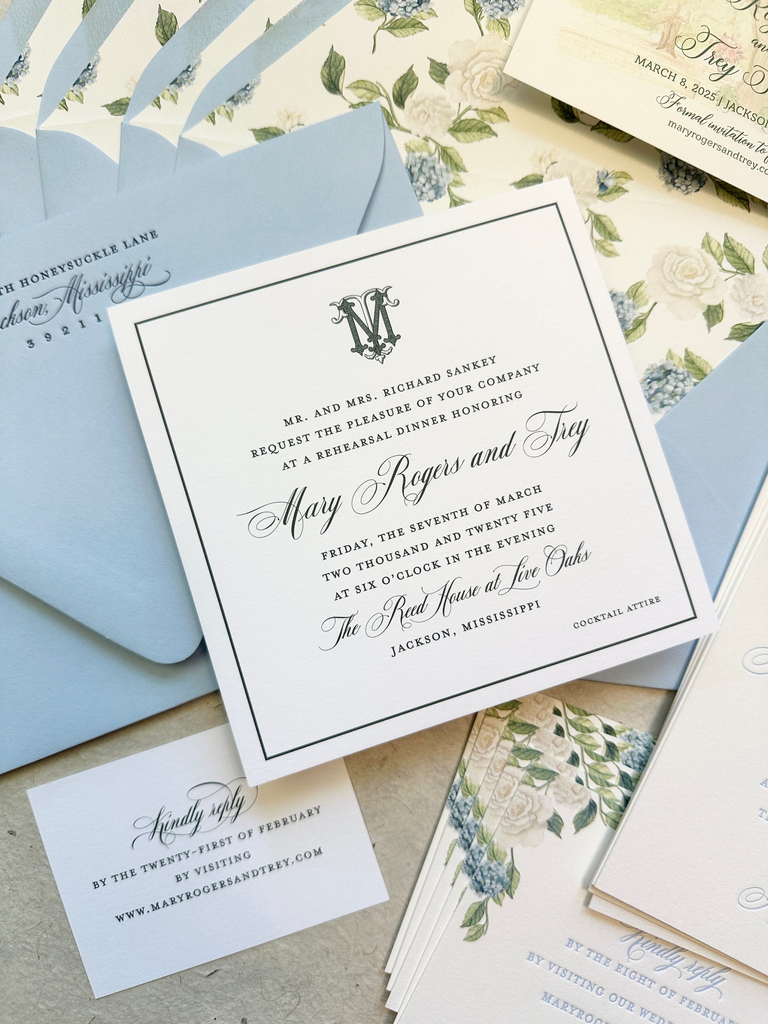 Mary Rogers and Trey Rehearsal Dinner Invitations