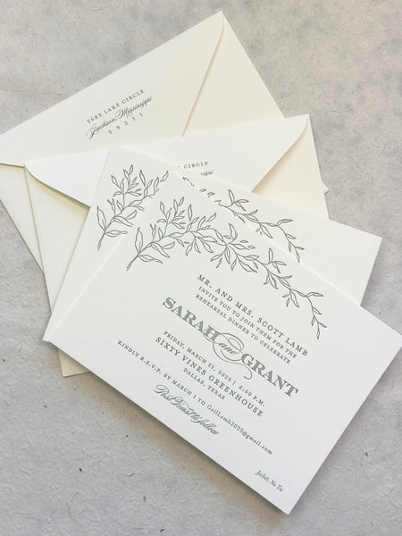 Sarah and Grant Rehearsal Dinner Invitations