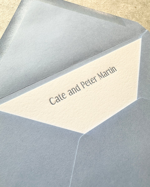 Letterpress Stationery set of 50 - Cate and Peter style