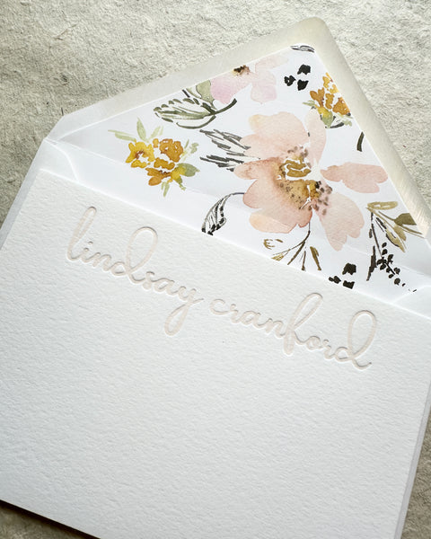Letterpress Stationery set of 50 - Lindsay style