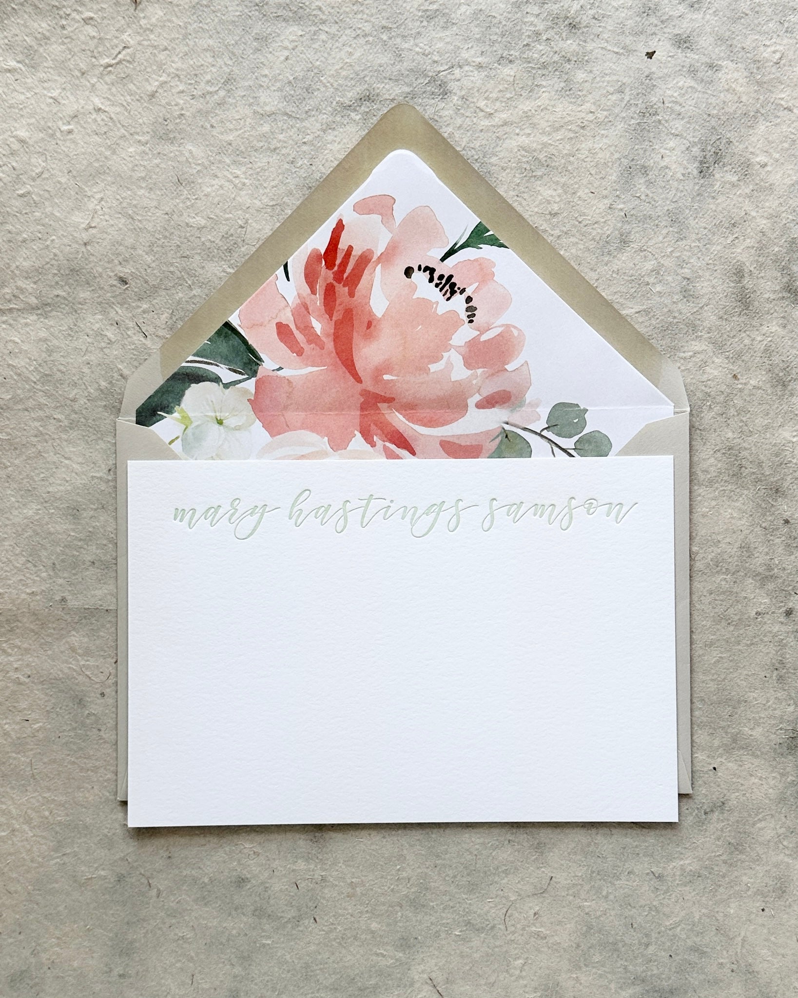 Letterpress Stationery set of 50 - Mary Hastings style
