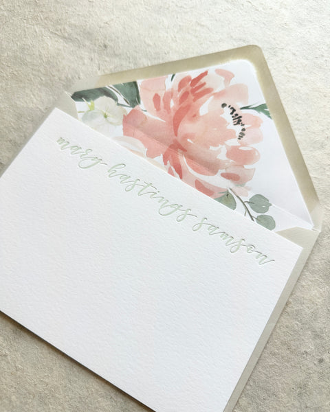 Letterpress Stationery set of 50 - Mary Hastings style