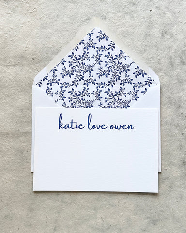 Letterpress Stationery set of 50 - Katie Love style