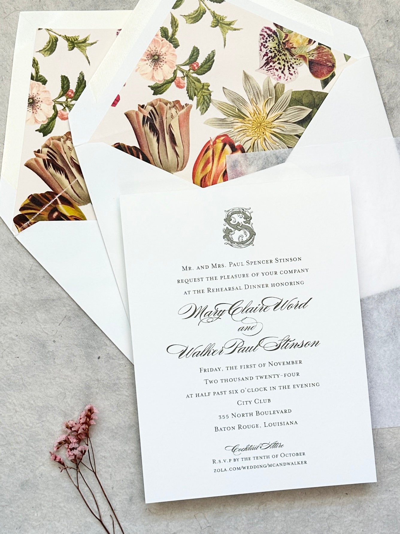 Mary Claire and Walker Rehearsal Dinner Invitations