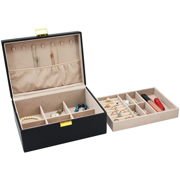 Leah 2 Tier Jewelry Box Silver