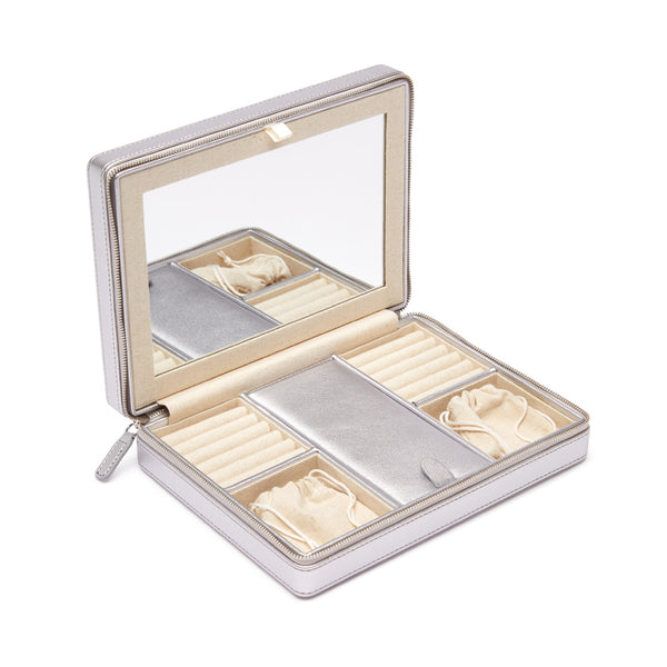 Luna Large Travel Jewelry Case - Silver