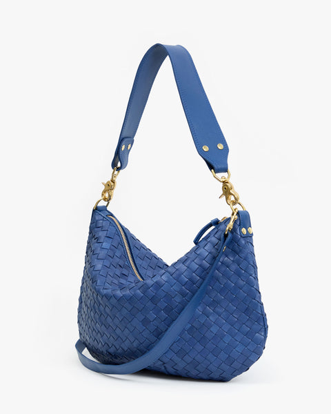 Moyen Messenger - French Blue Medium Woven Diagonal