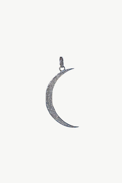 Oxidized Sterling Silver Crescent Moon Pendant