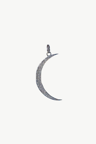Oxidized Sterling Silver Crescent Moon Pendant
