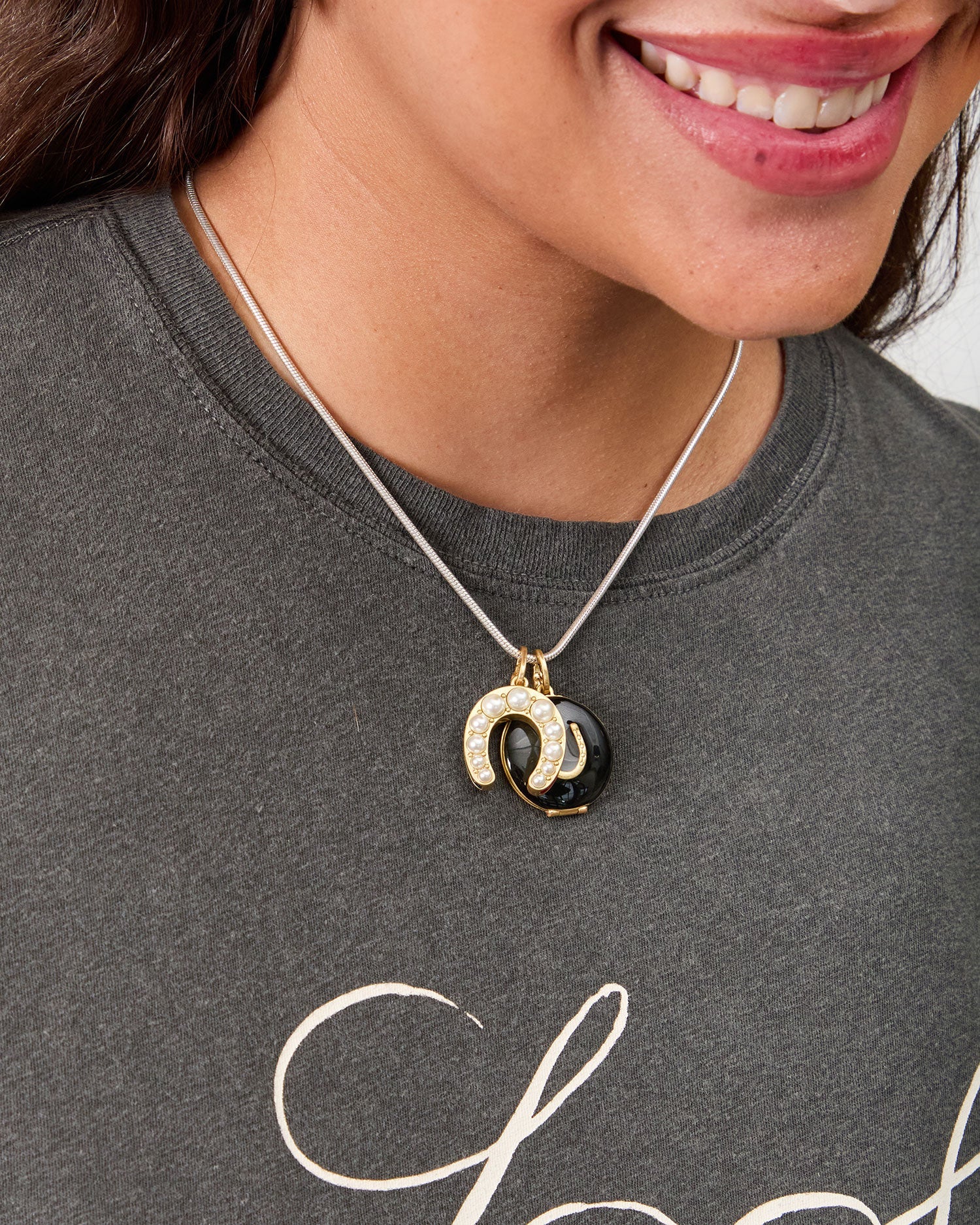 Multi Pearl Horseshoe Charm