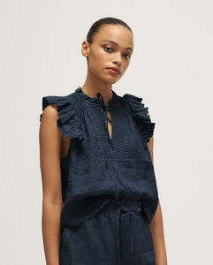 Ren Linen Top - Navy