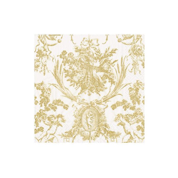 Caspari Romantic Toile Gold Paper Tableware