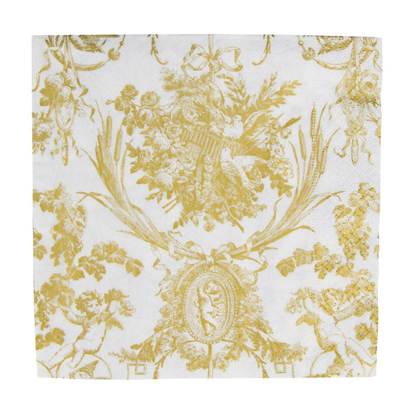 Caspari Romantic Toile Gold Paper Tableware