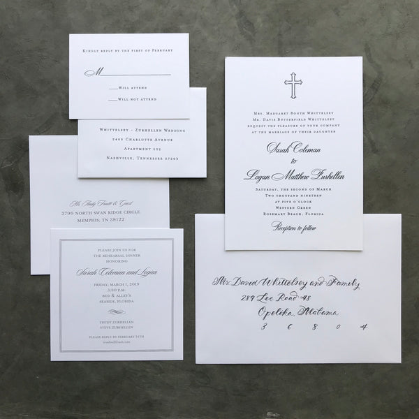 Sarah Coleman and Logan - Rosemary Beach Wedding Invitations