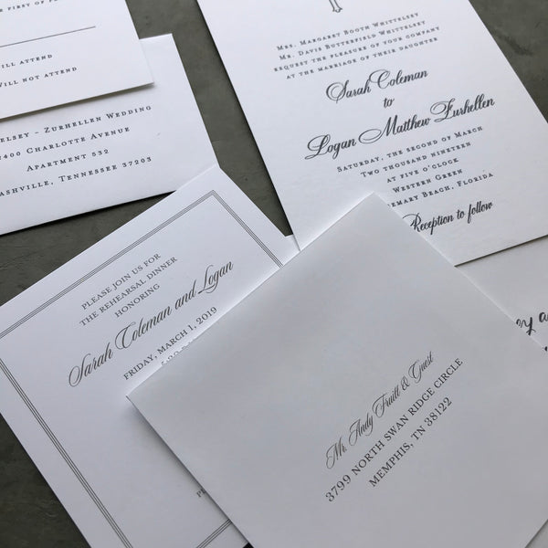 Sarah Coleman and Logan - Rosemary Beach Wedding Invitations