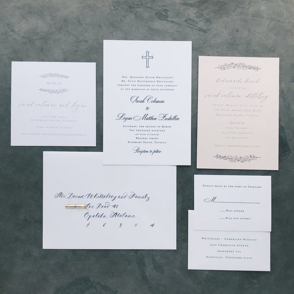 Sarah Coleman and Logan - Rosemary Beach Wedding Invitations