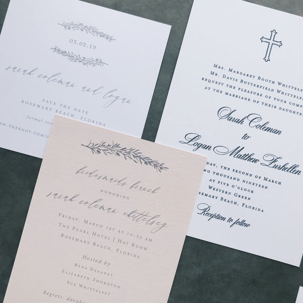 Sarah Coleman and Logan - Rosemary Beach Wedding Invitations