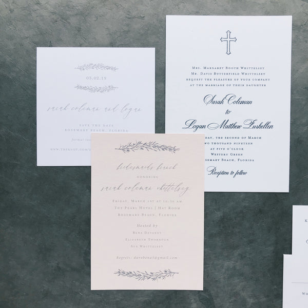 Sarah Coleman and Logan - Rosemary Beach Wedding Invitations