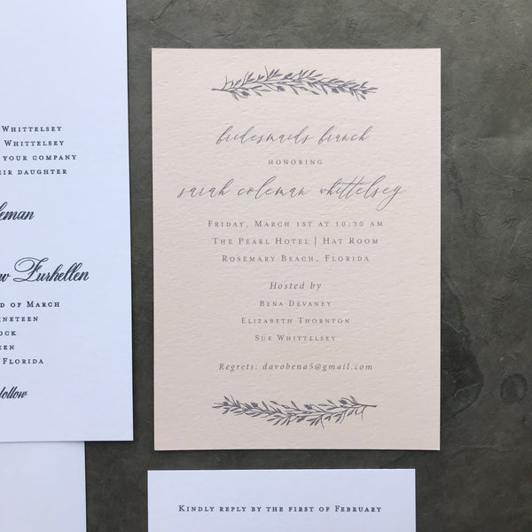 Sarah Coleman and Logan - Rosemary Beach Wedding Invitations