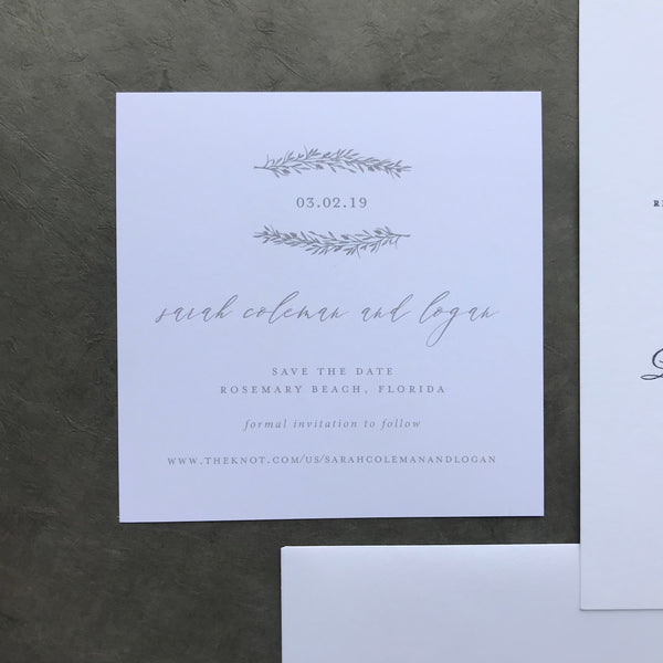 Sarah Coleman and Logan - Rosemary Beach Wedding Invitations