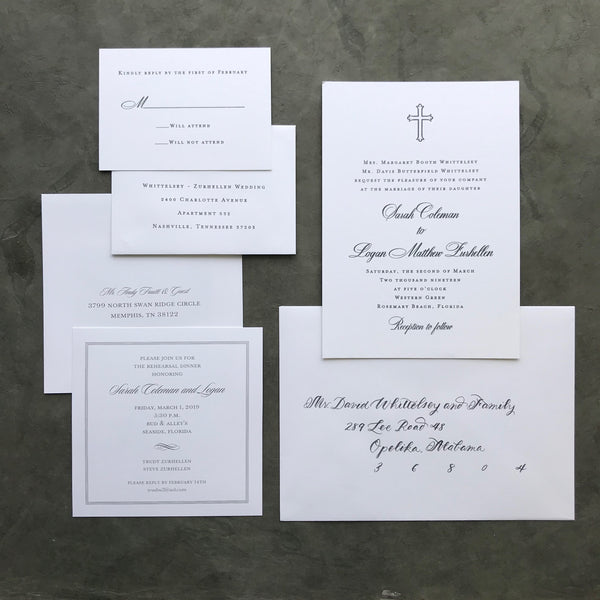 Sarah Coleman and Logan - Rosemary Beach Wedding Invitations