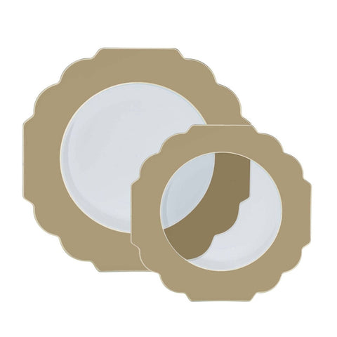 Scalloped Clear Gold Plastic Plates Dinner Plates