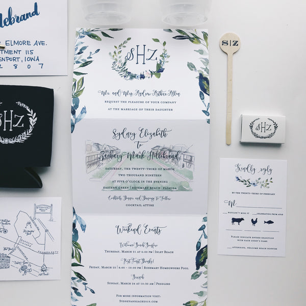Sydney and Zach - Rosemary Beach Wedding Invitations