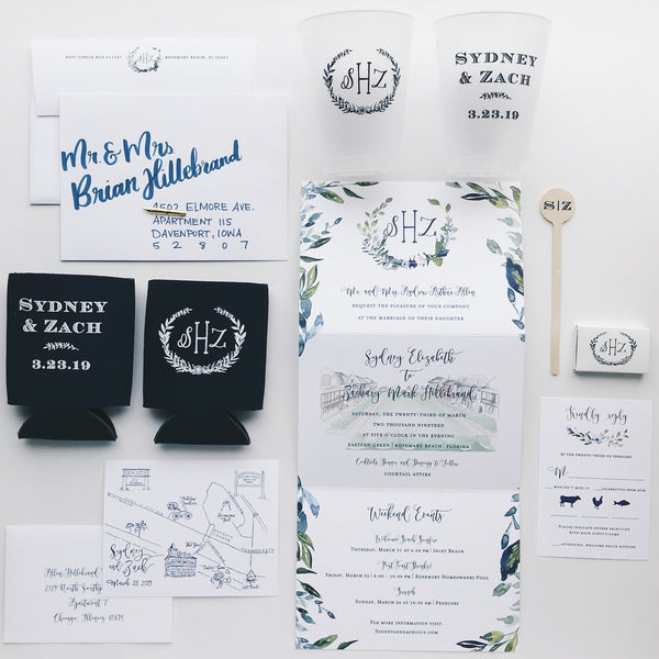 Sydney and Zach - Rosemary Beach Wedding Invitations
