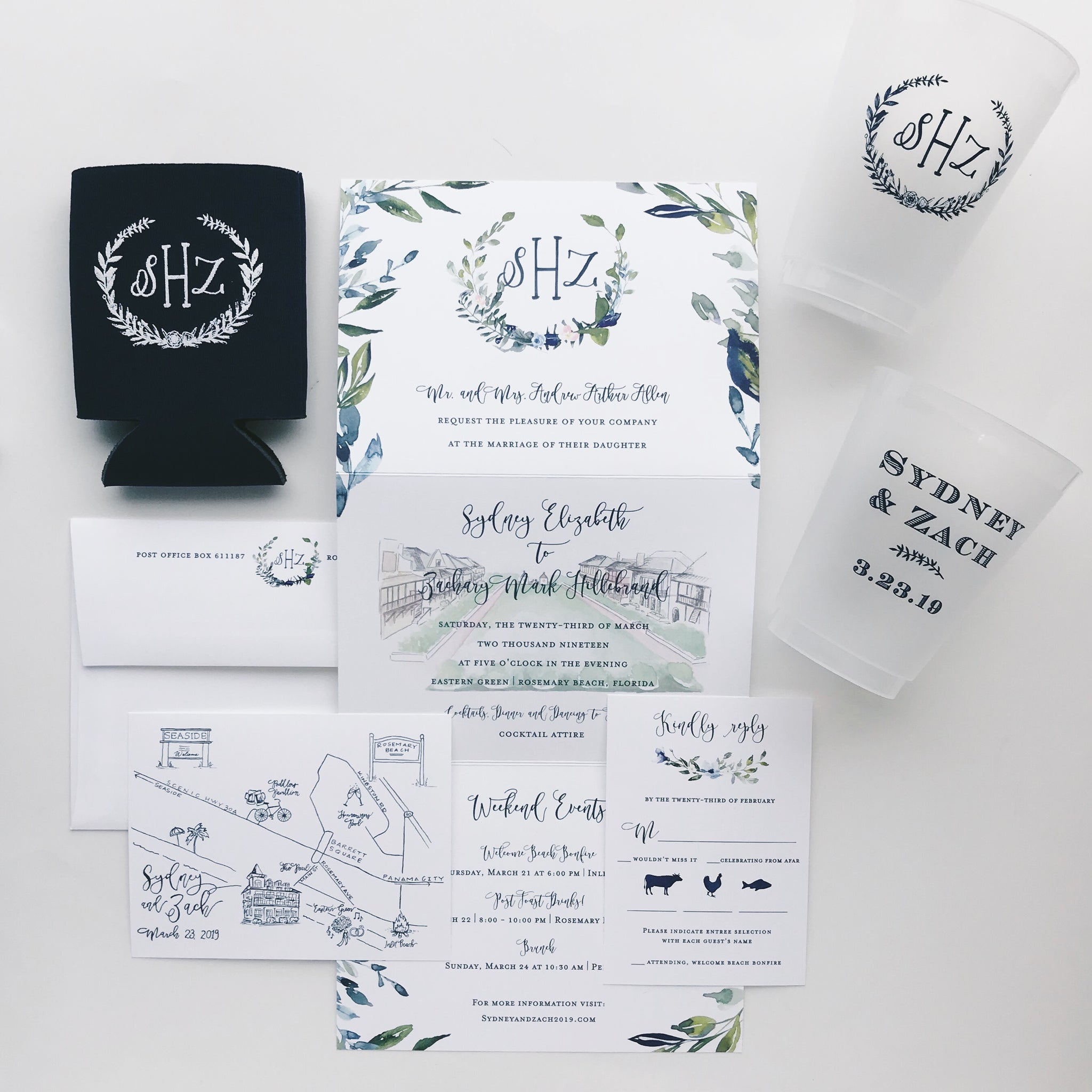 Sydney and Zach - Rosemary Beach Wedding Invitations