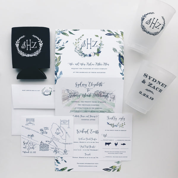 Sydney and Zach - Rosemary Beach Wedding Invitations