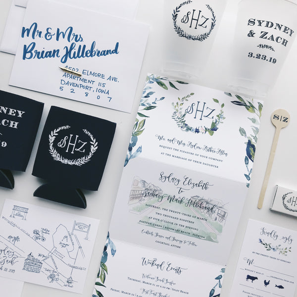 Sydney and Zach - Rosemary Beach Wedding Invitations