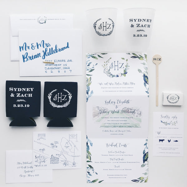 Sydney and Zach - Rosemary Beach Wedding Invitations