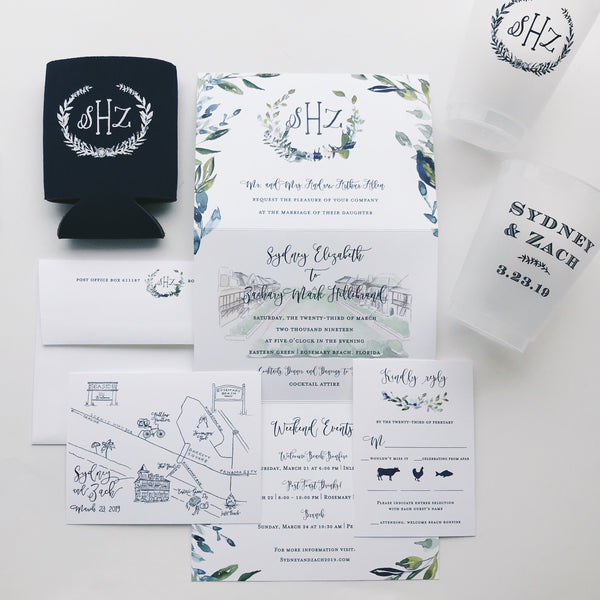 Sydney and Zach - Rosemary Beach Wedding Invitations