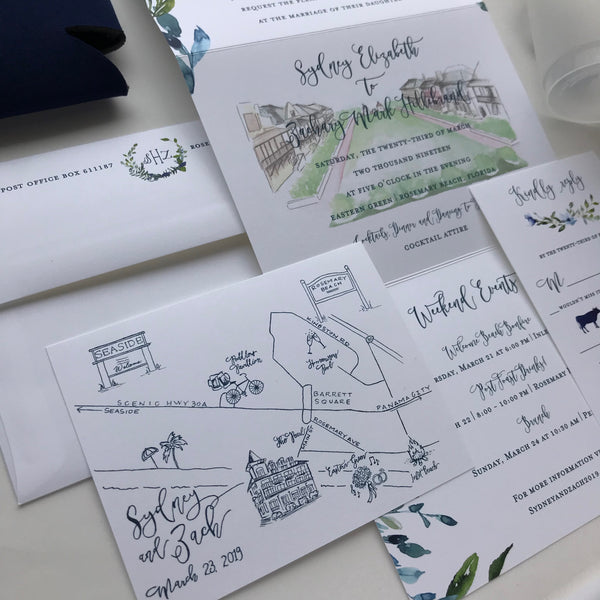Sydney and Zach - Rosemary Beach Wedding Invitations