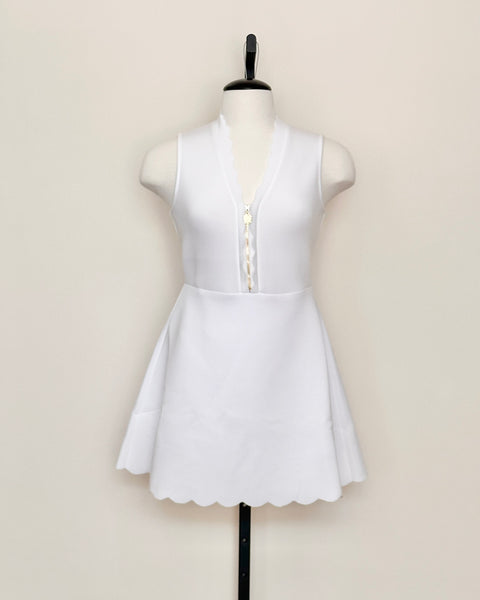 Varsity Orchid Dress - White Scuba