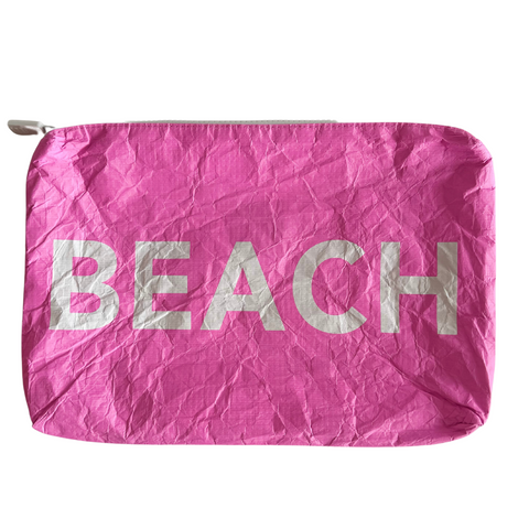 Beach Water Resistant Tyvek Printed Pouch - Pink