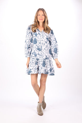 Nora Dress Blue Toile