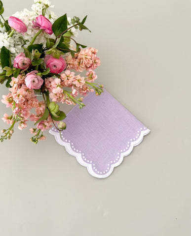 Lavender Dots Scalloped Square Napkin by Don Lino