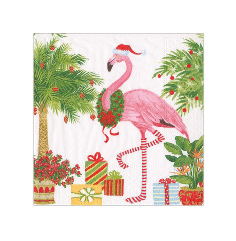 Christmas Flamingos Cocktail Napkins