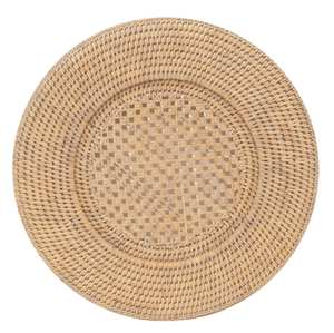 Rattan Round Whitewash Charger Plate