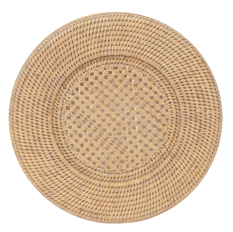 Rattan Round Whitewash Charger Plate