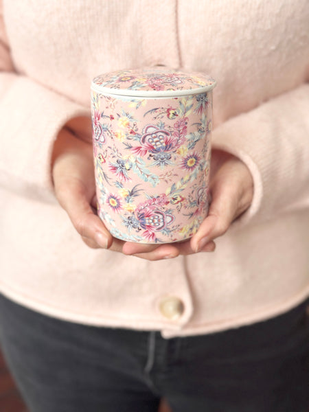 Lidded Soy Candle Box - Pink Calico