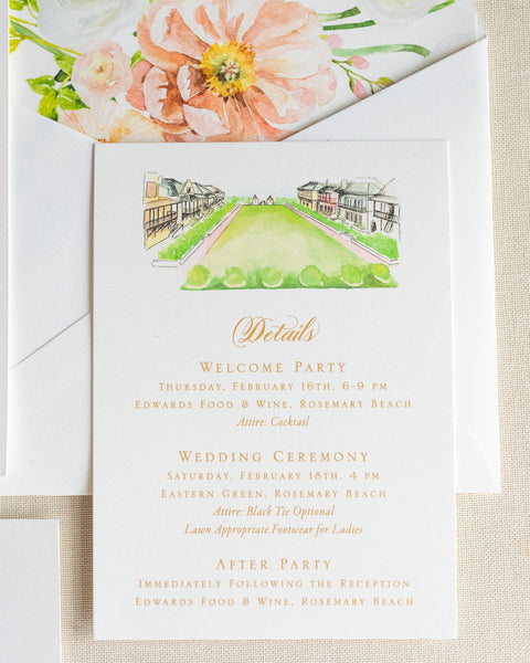 Georgia and Zachary - Rosemary Beach Wedding Invitations