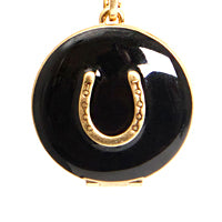 Black Horseshoe Enamel Locket