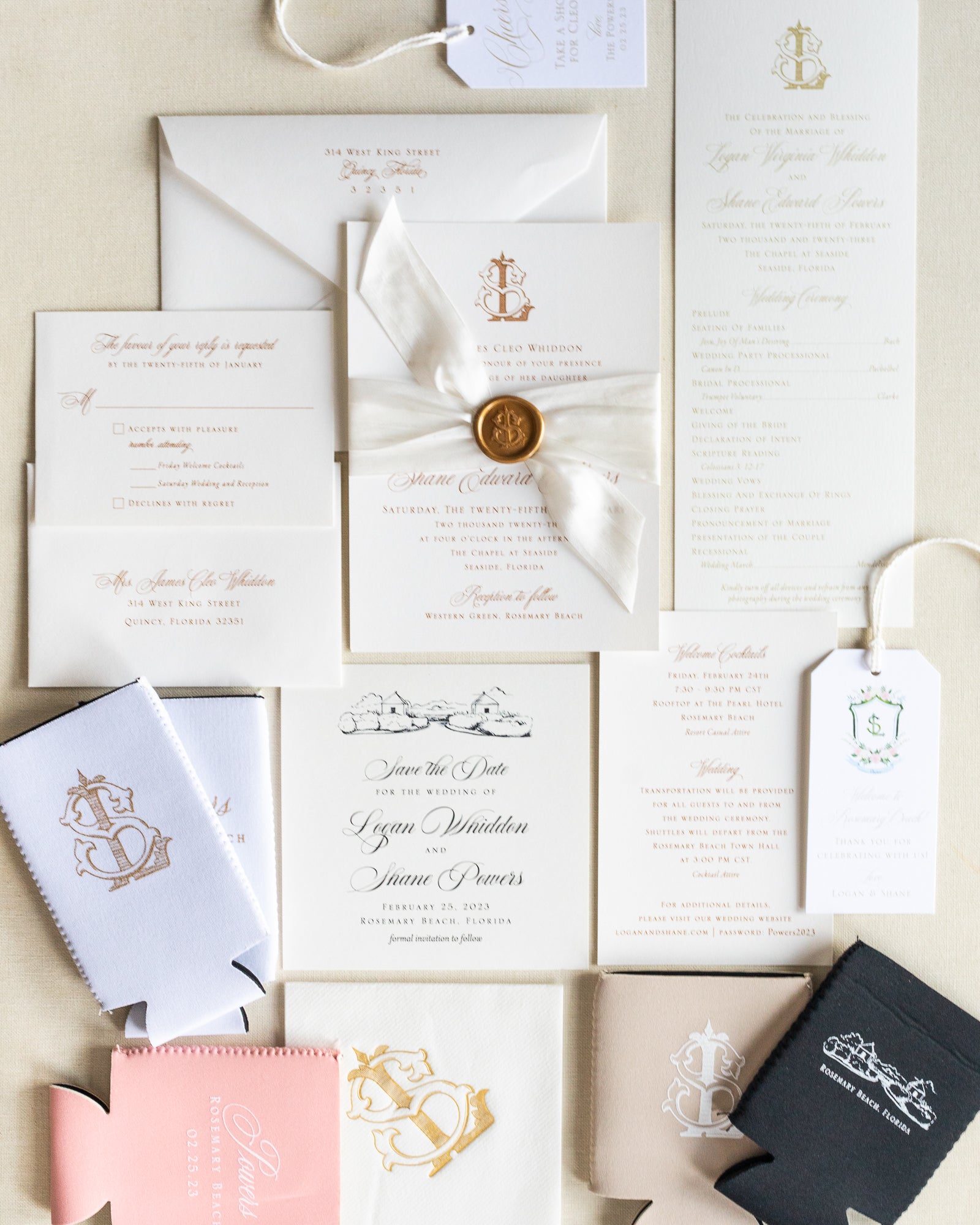 Logan and Shane - Rosemary Beach Wedding Invitations