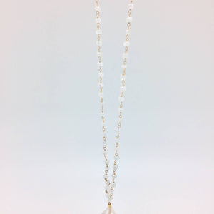 Diddi Long - White Moonstone/White Baroque Pearl